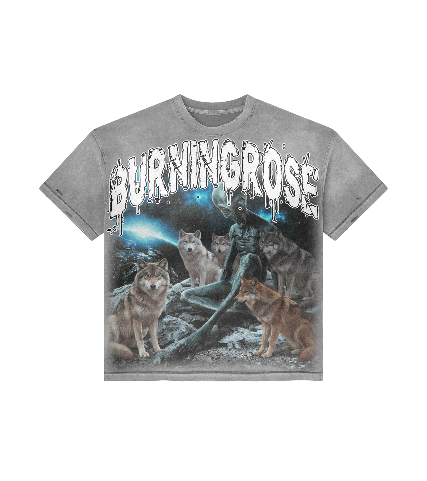 Cosmic Wolf Pack Tee – Burning Rose