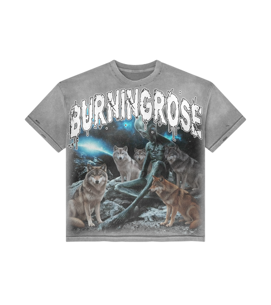 Cosmic Wolf Pack Tee – Burning Rose